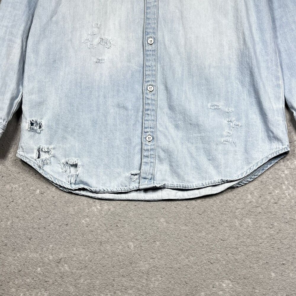 Lucky Brand Shirt Button Down Size XS Blue Utility Military Minimalist Neutral - Picture 3 of 14